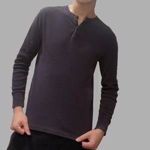 Gap Waffle Knit Long Sleeve Henley (sm) Navy
